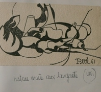 Nature morte aux langoustes, lithographie de Danièle Perré, 1961.